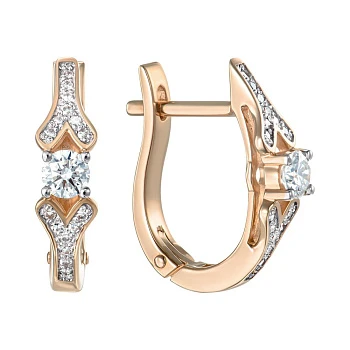 Серьги из красного золота с бриллиантами 000149376