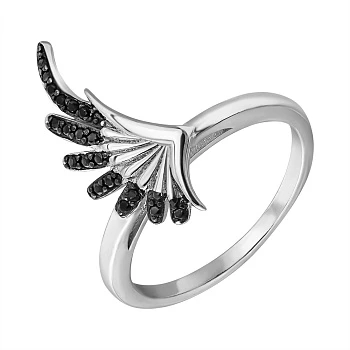 Серебряное кольцо с черными фианитами 000132653