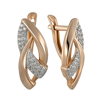 Серьги из красного золота с фианитами 000149875
