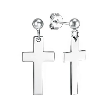 Серебряные серьги-подвески Кресты 000159830