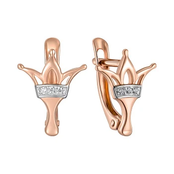 Серьги из красного золота с фианитами 000150423