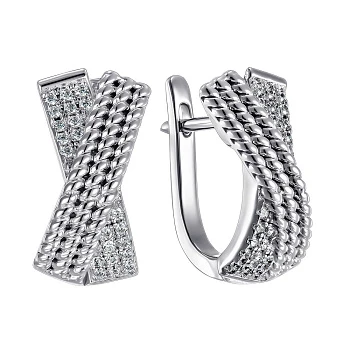Серебряные серьги с фианитами 000154419