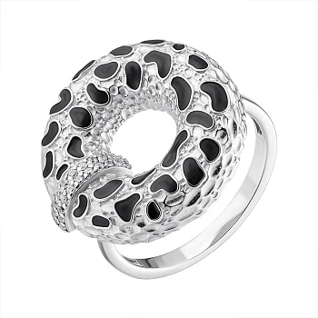 Серебряное кольцо с фианитами и эмалью 000149746