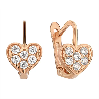 Серьги из красного золота с фианитами 000145475