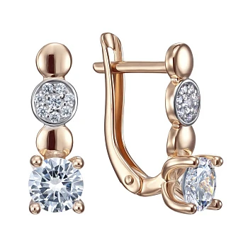 Серьги из красного золота с фианитами 000151030