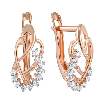 Серьги из красного золота с фианитами 000150095