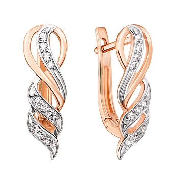 Серьги из красного золота с фианитами 000135825