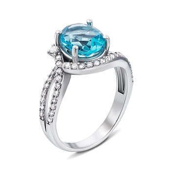 Серебряное кольцо с кварцем и фианитами 000135829
