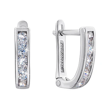 Серебряные серьги с фианитами 000122842