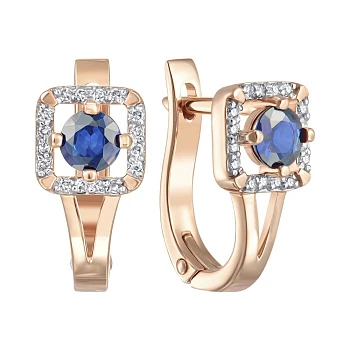 Серьги из красного золота с сапфирами и бриллиантами 000151259