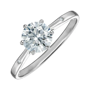 Серебряное помолвочное кольцо с фианитом 000155489