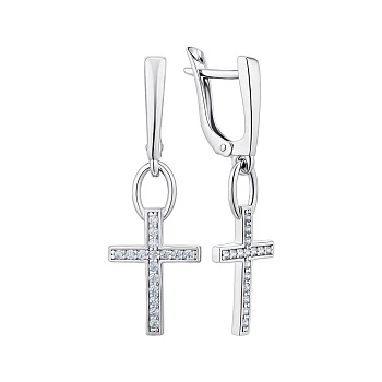Серебряные серьги-подвески с фианитами 000149748