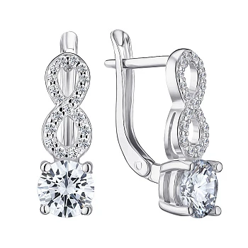 Серьги из серебра с фианитами 000148292