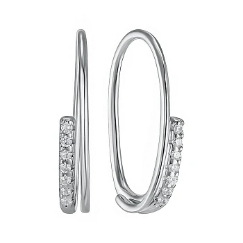 Серебряные серьги-кольца с фианитами 000159952