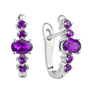Серебряные серьги с аметистами 000135079