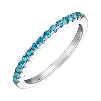 Серебряное кольцо с голубыми фианитами 000156564