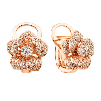 Серьги из красного золота с бриллиантами 000131453