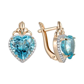 Серьги из красного золота с топазами и фианитами 000140784