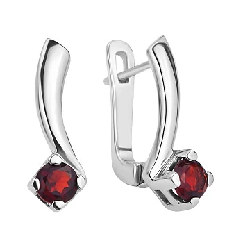 Серебряные серьги с грантатом 000117828