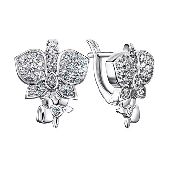 Серебряные серьги с цирконием 000146633