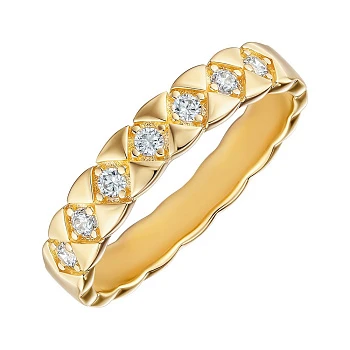 Серебряное кольцо в желтой позолоте с фианитами 000171303
