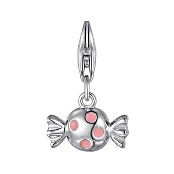Серебряный брелок Конфетка с розовой эмалью 000155281