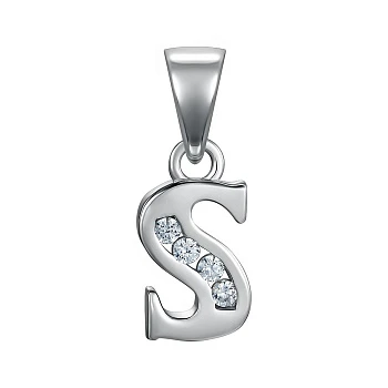 Серебряный подвес-буква S с фианитами 000159692