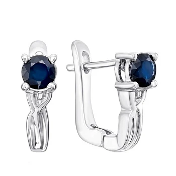 Серебряные серьги с сапфирами 000132469