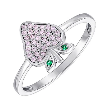 Серебряное кольцо Клубничка с фианитами 000157234