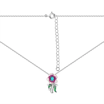 Серебряное колье с эмалью и фианитами 000148054