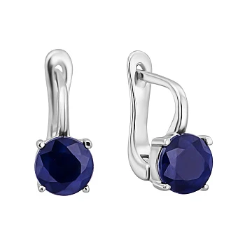 Серебряные серьги с сапфирами 000132471
