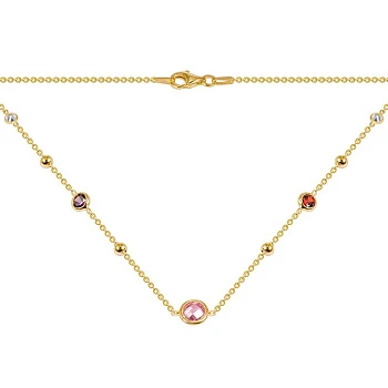 Серебряное колье в желтой позолоте с фианитами 000158550