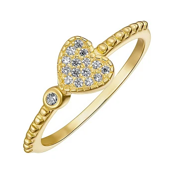 Серебряное кольцо в желтой позолоте с фианитами 000157658