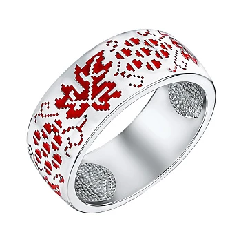 Серебряное кольцо с красной эмалью 000133714