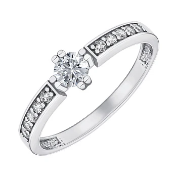 Серебряное помолвочное кольцо с фианитами 000175372