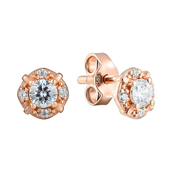 Серьги из красного золота с фианитами 000151077