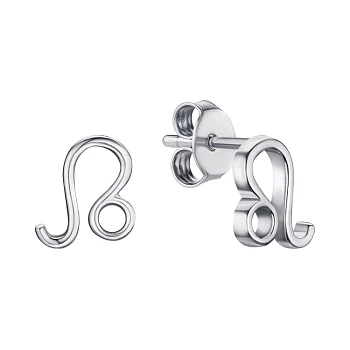 Серебряные серьги-пусеты Знак зодиака Лев 000177708