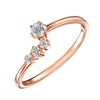 Золотое кольцо Ансамбль в красном цвете с фианитами S Zirconia 000129142