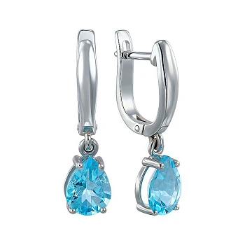 Серьги-подвески из белого золота с топазом 000149725