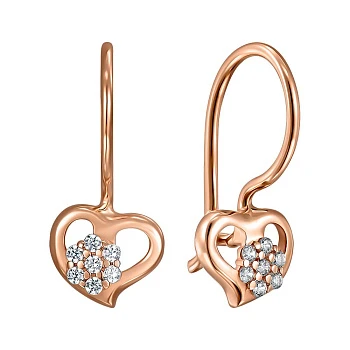Серьги из красного золота с фианитами 000152546
