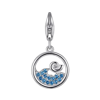 Серебряный брелок Море с голубыми фианитами 000155283