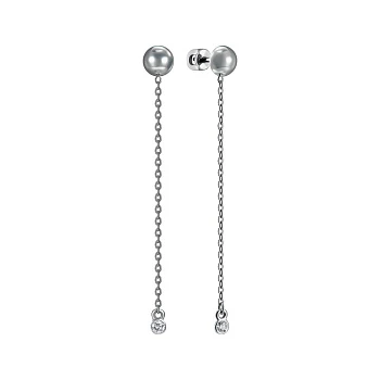 Серьги-подвески из белого золота с бриллиантом 000152141