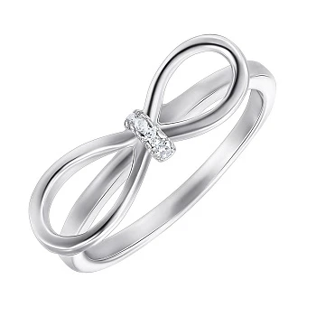 Серебряное кольцо Бантик с фианитами 000157016