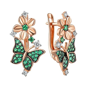 Серьги из красного золота с фианитами 000152576