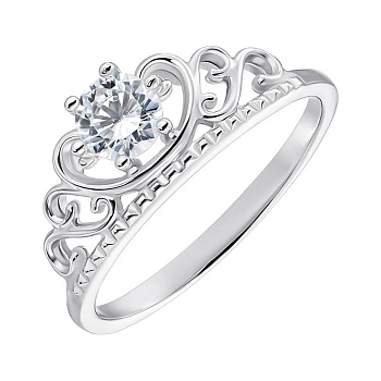 Серебряное кольцо-корона с фианитами 000150658